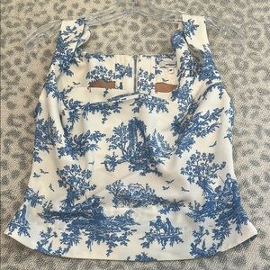 Blue and White Sleeveless Top